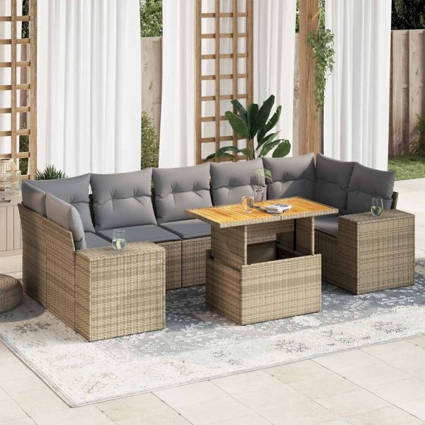 8-Delige Loungeset Met Kussens Poly Rattan - Afbeelding 14