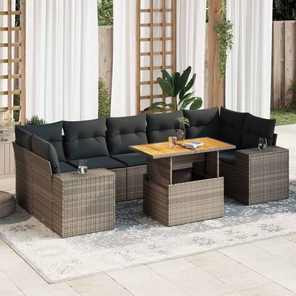 8-Delige Loungeset Met Kussens Poly Rattan - Afbeelding 16