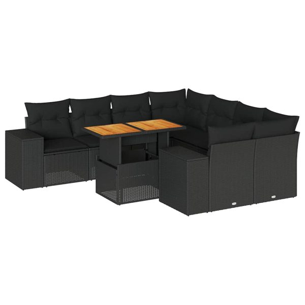 9-Delige Loungeset Met Kussens Poly Rattan - Afbeelding 2