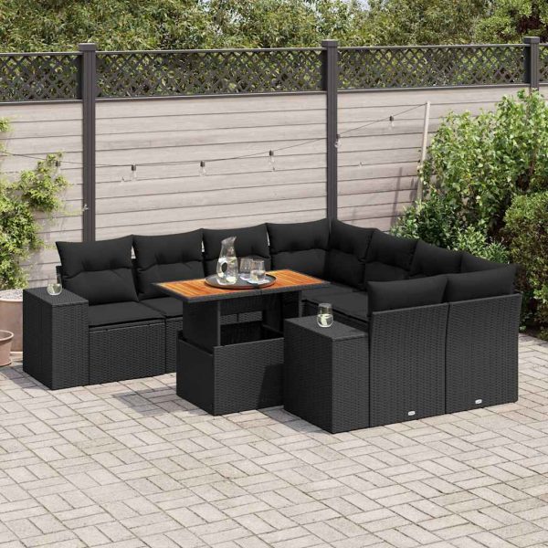 9-Delige Loungeset Met Kussens Poly Rattan