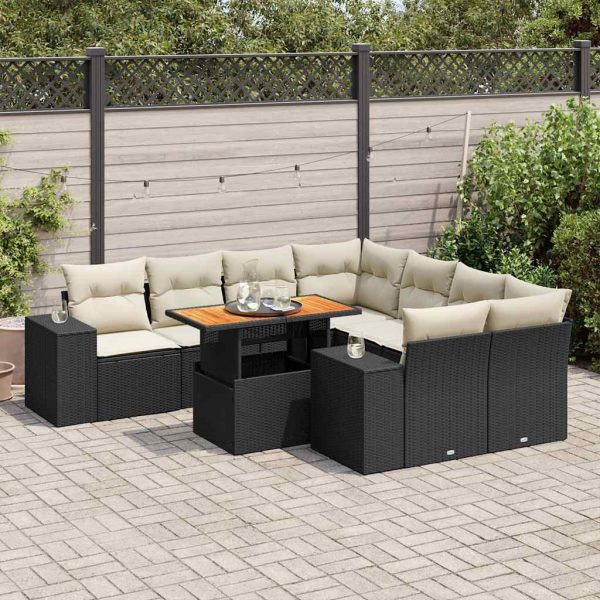 9-Delige Loungeset Met Kussens Poly Rattan - Afbeelding 13