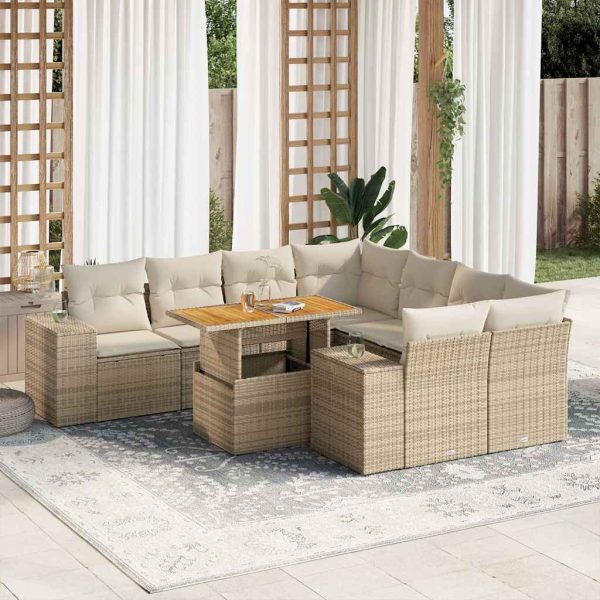 9-Delige Loungeset Met Kussens Poly Rattan - Afbeelding 15