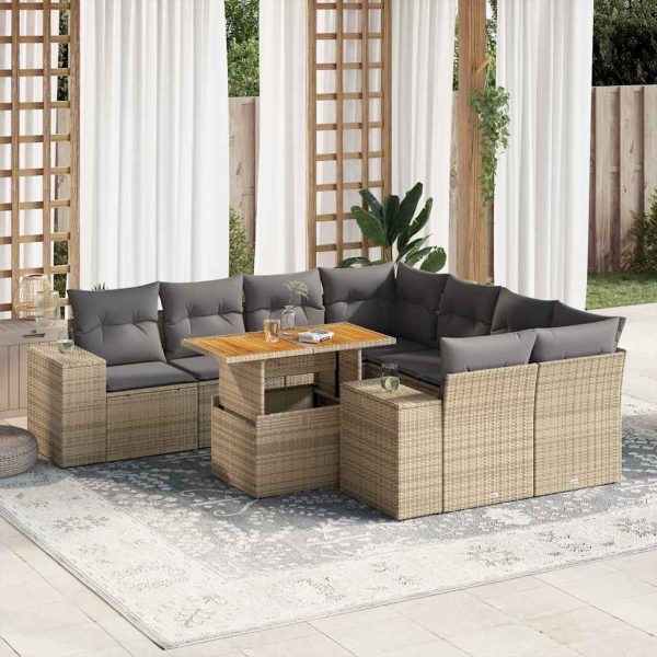 9-Delige Loungeset Met Kussens Poly Rattan - Afbeelding 16