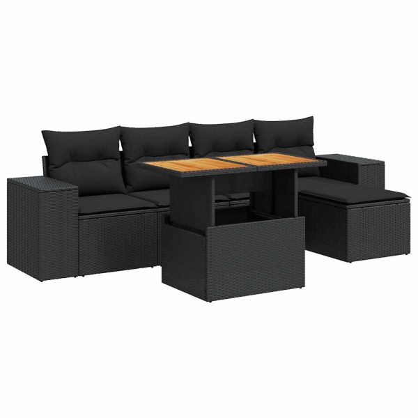 6-Delige Loungeset Met Kussens Poly Rattan - Afbeelding 2