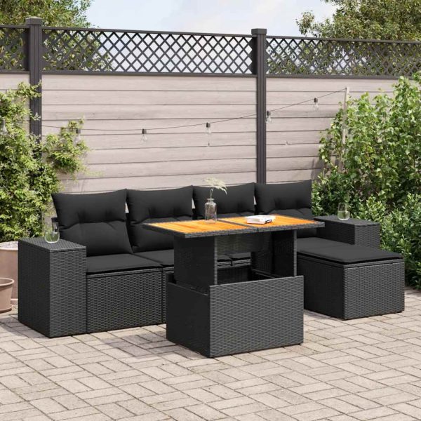 6-Delige Loungeset Met Kussens Poly Rattan