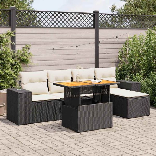 6-Delige Loungeset Met Kussens Poly Rattan - Afbeelding 14