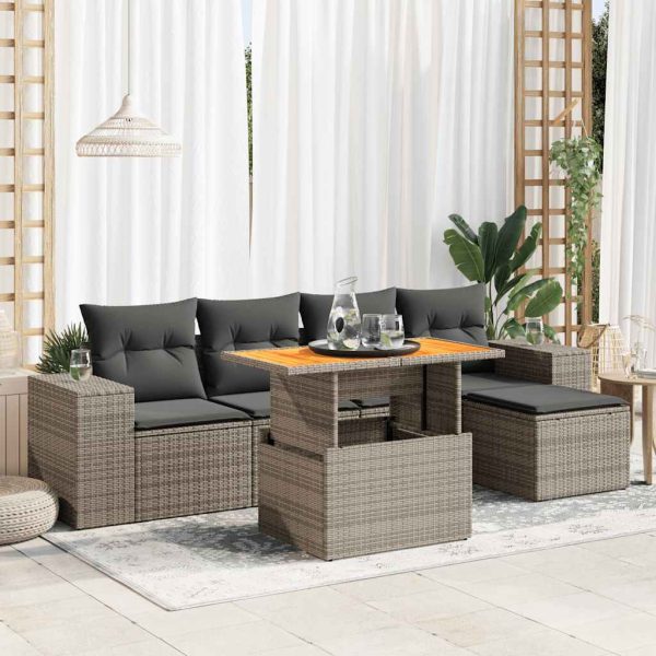 6-Delige Loungeset Met Kussens Poly Rattan - Afbeelding 16