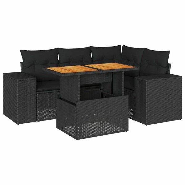 5-Delige Loungeset Met Kussens Poly Rattan - Afbeelding 2