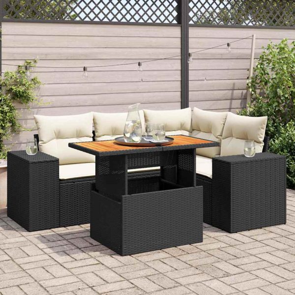 5-Delige Loungeset Met Kussens Poly Rattan - Afbeelding 15