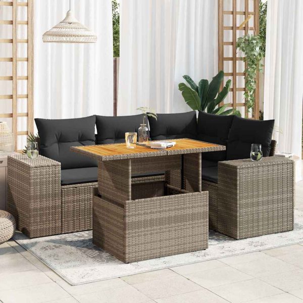 5-Delige Loungeset Met Kussens Poly Rattan - Afbeelding 14