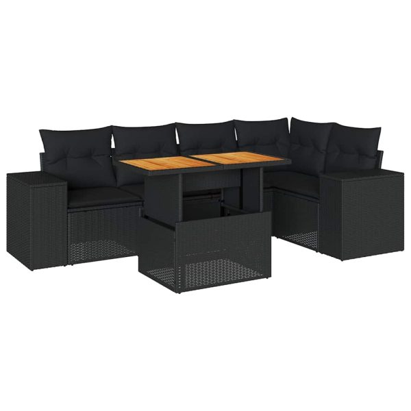 6-Delige Loungeset Met Kussens Poly Rattan - Afbeelding 2