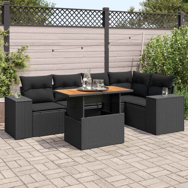 6-Delige Loungeset Met Kussens Poly Rattan