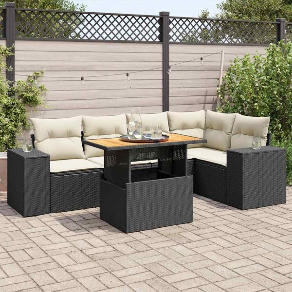 6-Delige Loungeset Met Kussens Poly Rattan - Afbeelding 13