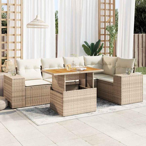 6-Delige Loungeset Met Kussens Poly Rattan - Afbeelding 16