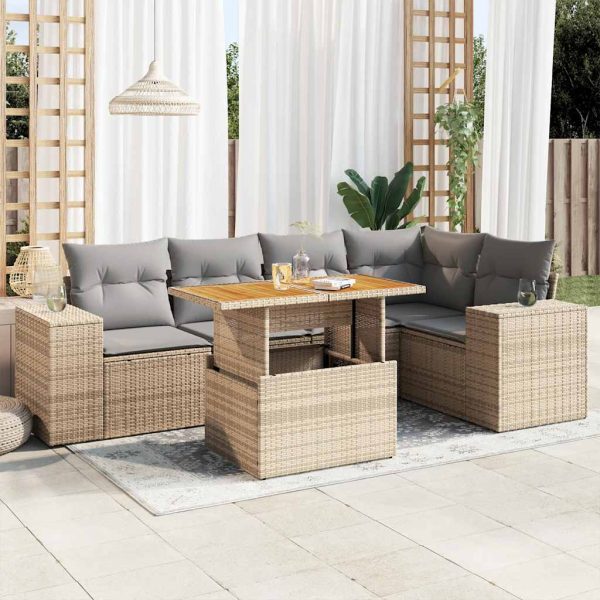 6-Delige Loungeset Met Kussens Poly Rattan - Afbeelding 15