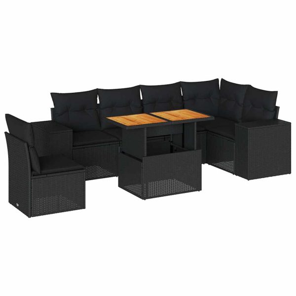 7-Delige Loungeset Met Kussens Poly Rattan - Afbeelding 2