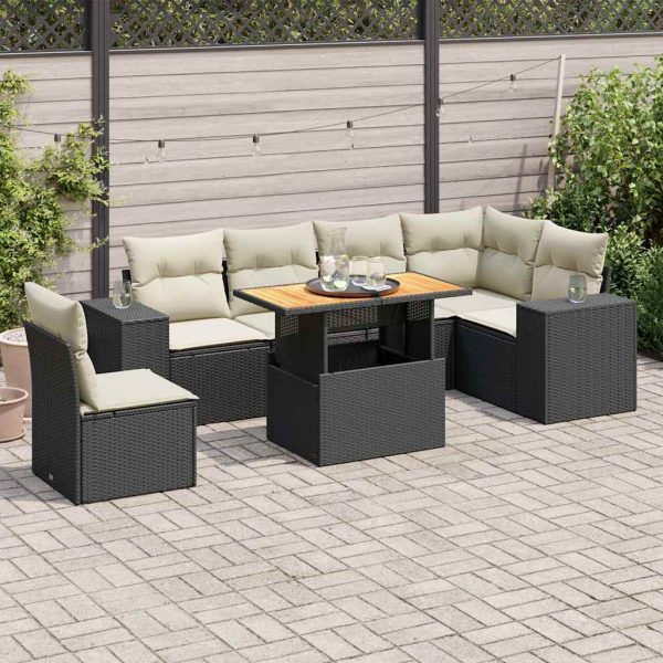 7-Delige Loungeset Met Kussens Poly Rattan - Afbeelding 15