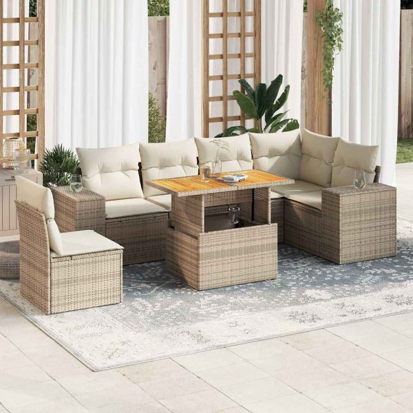 7-Delige Loungeset Met Kussens Poly Rattan - Afbeelding 13