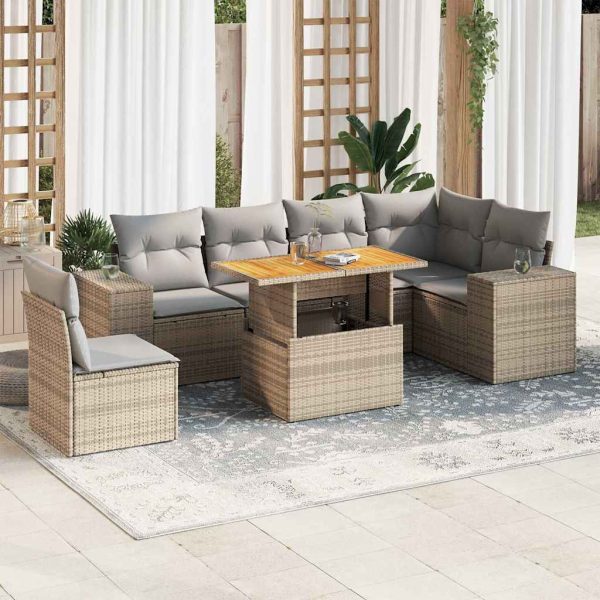 7-Delige Loungeset Met Kussens Poly Rattan - Afbeelding 16