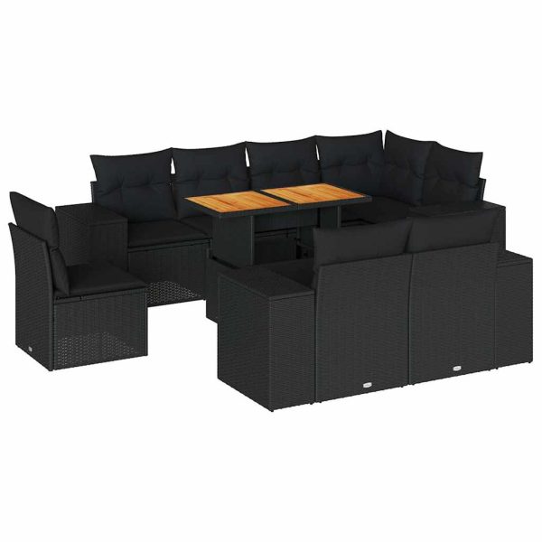 9-Delige Loungeset Met Kussens Poly Rattan - Afbeelding 2