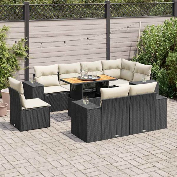 9-Delige Loungeset Met Kussens Poly Rattan - Afbeelding 14