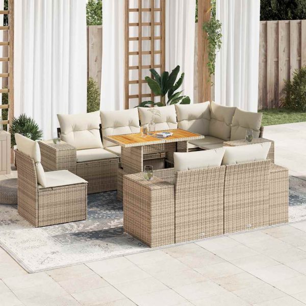 9-Delige Loungeset Met Kussens Poly Rattan - Afbeelding 16