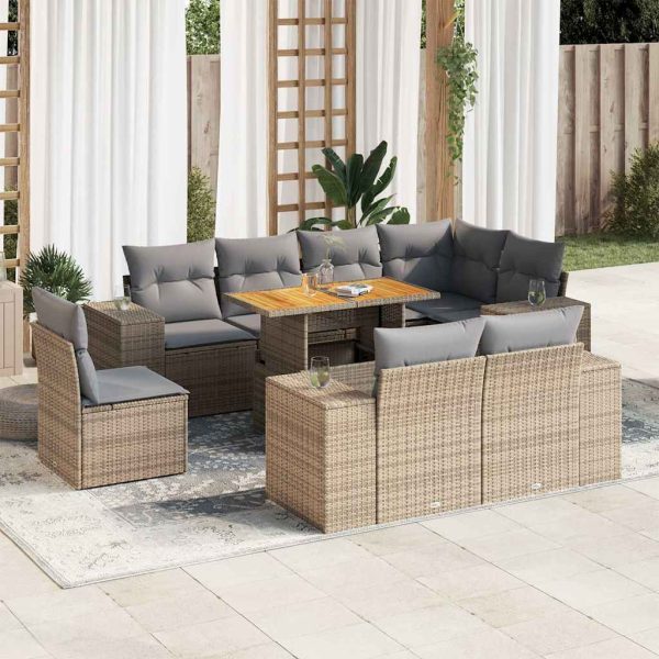 9-Delige Loungeset Met Kussens Poly Rattan - Afbeelding 13