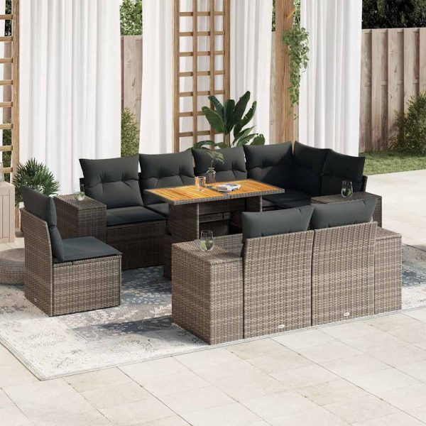 9-Delige Loungeset Met Kussens Poly Rattan - Afbeelding 15