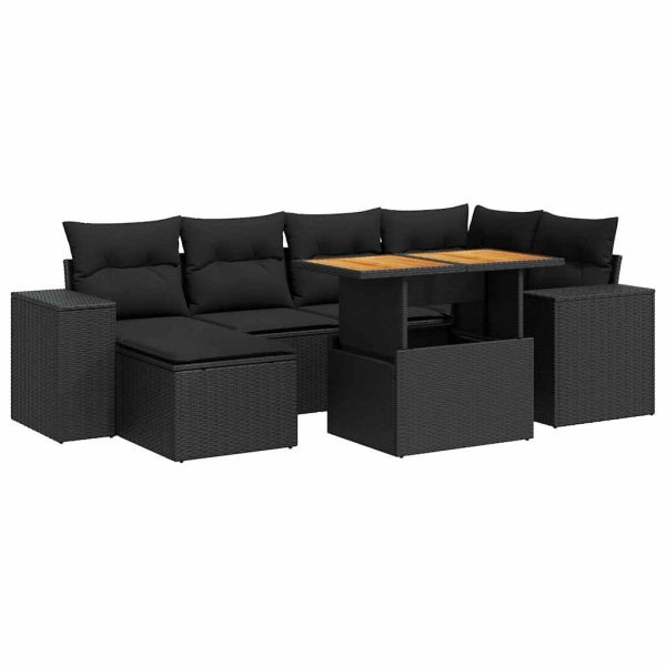 7-Delige Loungeset Met Kussens Poly Rattan - Afbeelding 2