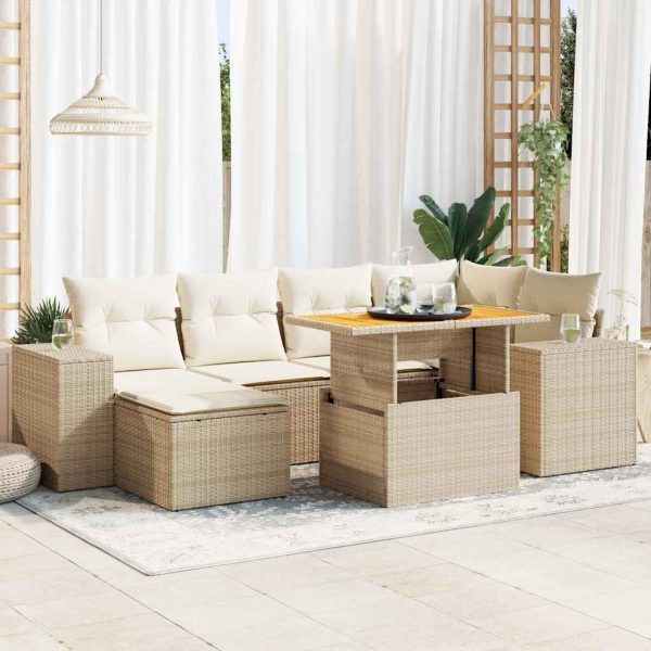 7-Delige Loungeset Met Kussens Poly Rattan - Afbeelding 15