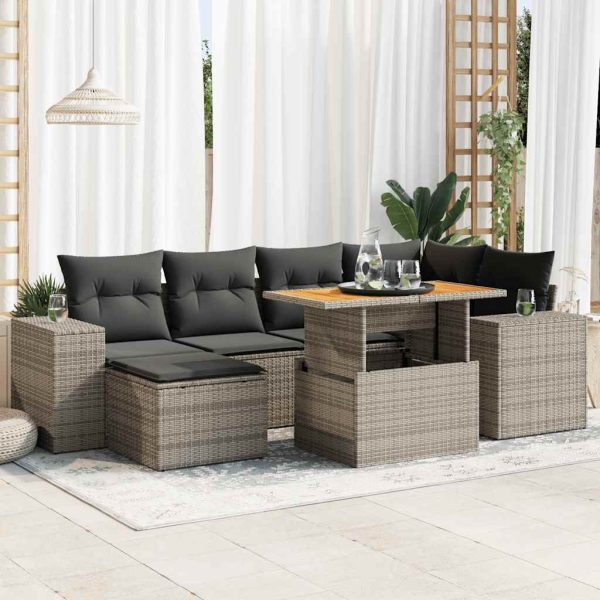 7-Delige Loungeset Met Kussens Poly Rattan - Afbeelding 16