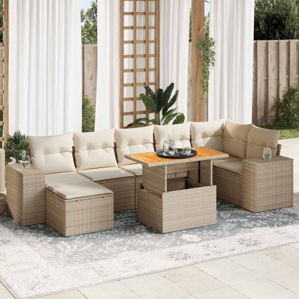 8-Delige Loungeset Met Kussens Poly Rattan - Afbeelding 16