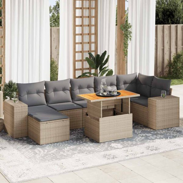 8-Delige Loungeset Met Kussens Poly Rattan - Afbeelding 13