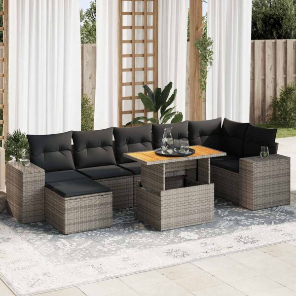 8-Delige Loungeset Met Kussens Poly Rattan - Afbeelding 15