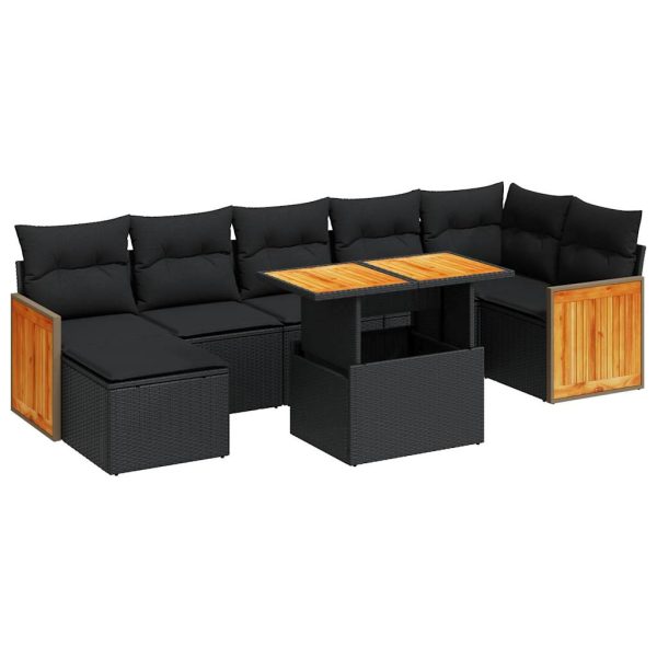 Loungeset Met Kussens Poly Rattan Acacia - Afbeelding 2