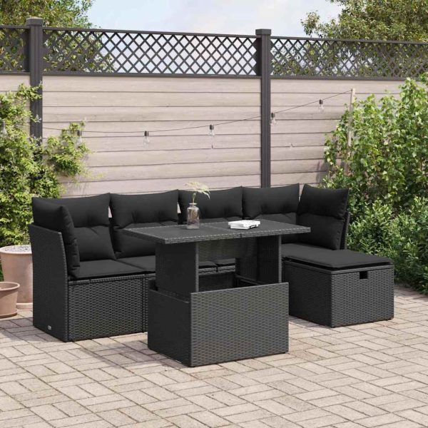 6-Delige Loungeset Met Kussens Poly Rattan