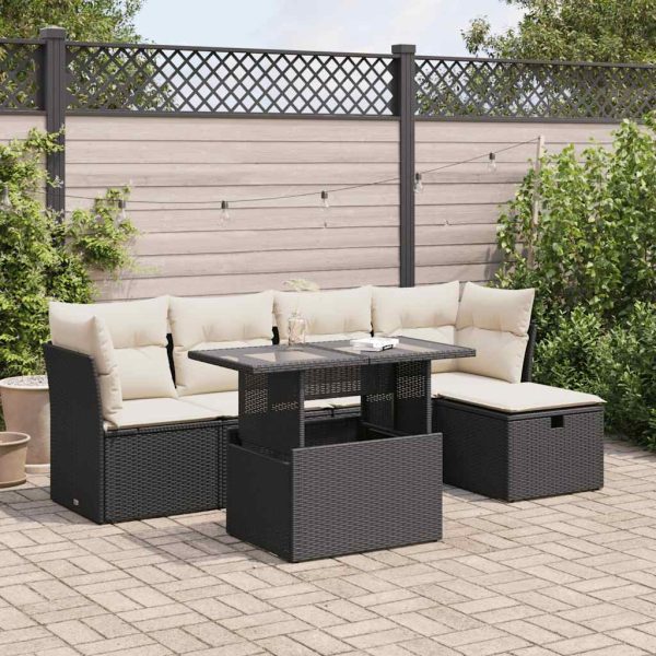 6-Delige Loungeset Met Kussens Poly Rattan - Afbeelding 17