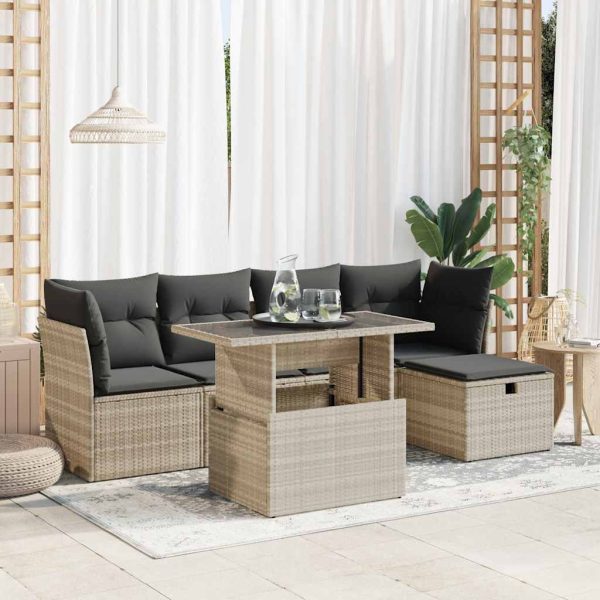 6-Delige Loungeset Met Kussens Poly Rattan - Afbeelding 16