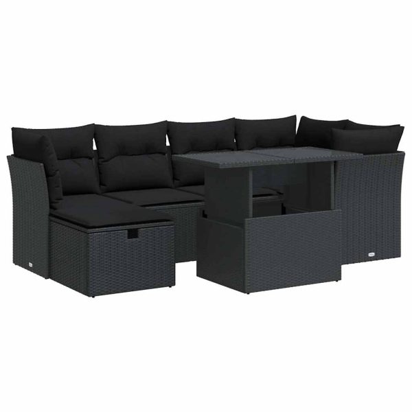 7-Delige Loungeset Met Kussens Poly Rattan - Afbeelding 2