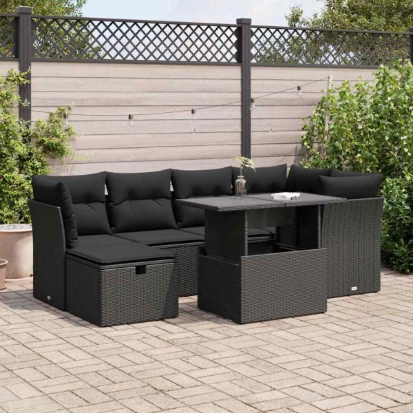 7-Delige Loungeset Met Kussens Poly Rattan