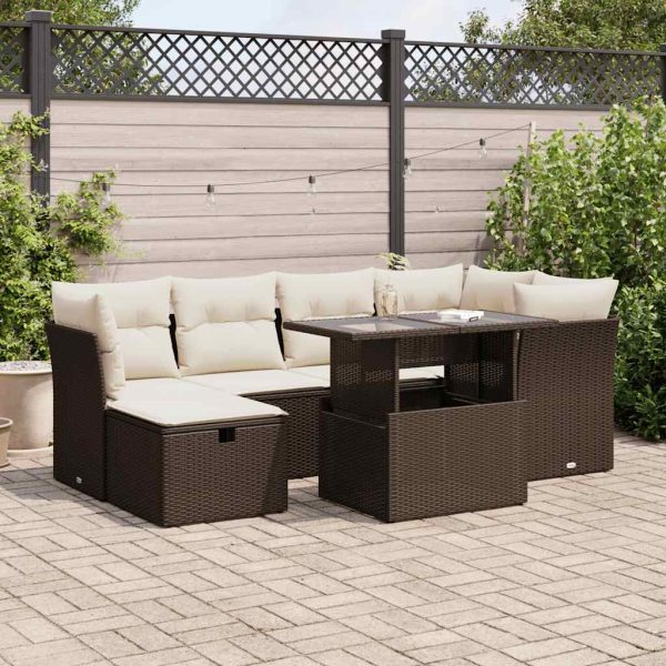 7-Delige Loungeset Met Kussens Poly Rattan - Afbeelding 14