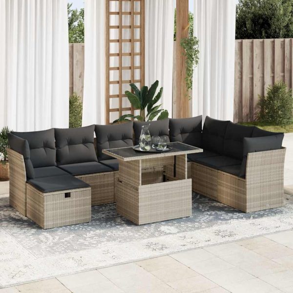 9-Delige Loungeset Met Kussens Poly Rattan - Afbeelding 13