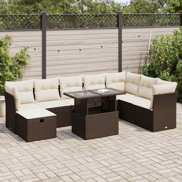 9-Delige Loungeset Met Kussens Poly Rattan - Afbeelding 16