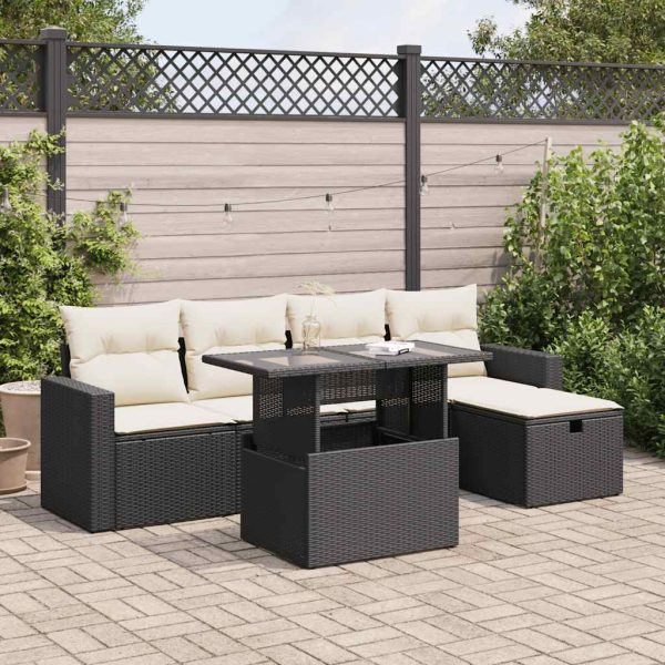 6-Delige Loungeset Met Kussens Poly Rattan - Afbeelding 18