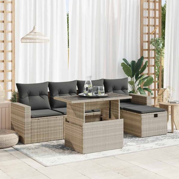 6-Delige Loungeset Met Kussens Poly Rattan - Afbeelding 17