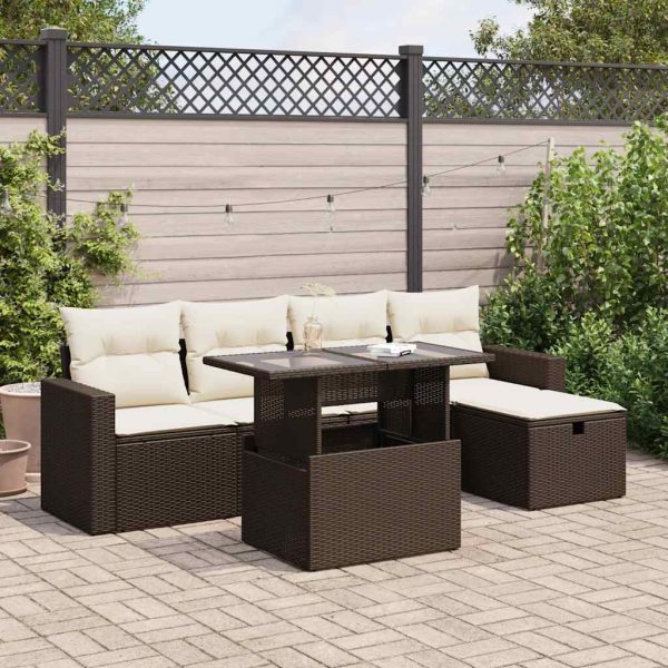 6-Delige Loungeset Met Kussens Poly Rattan - Afbeelding 16