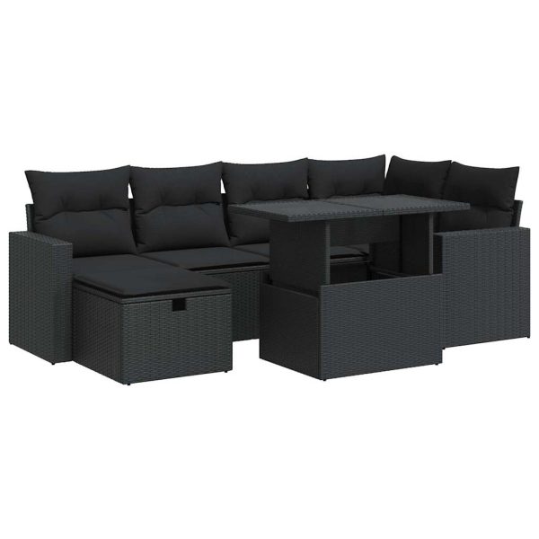 7-Delige Loungeset Met Kussens Poly Rattan - Afbeelding 2