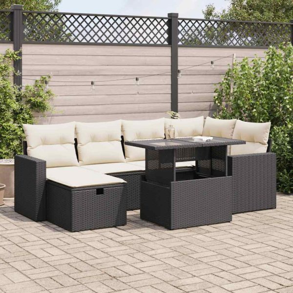 7-Delige Loungeset Met Kussens Poly Rattan - Afbeelding 17