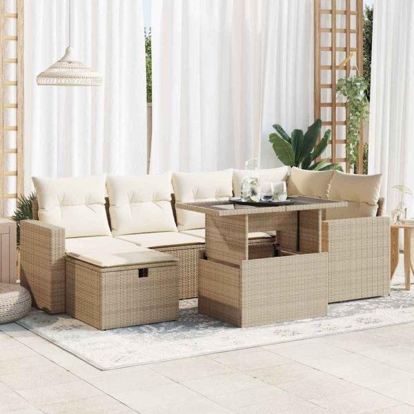 7-Delige Loungeset Met Kussens Poly Rattan - Afbeelding 14