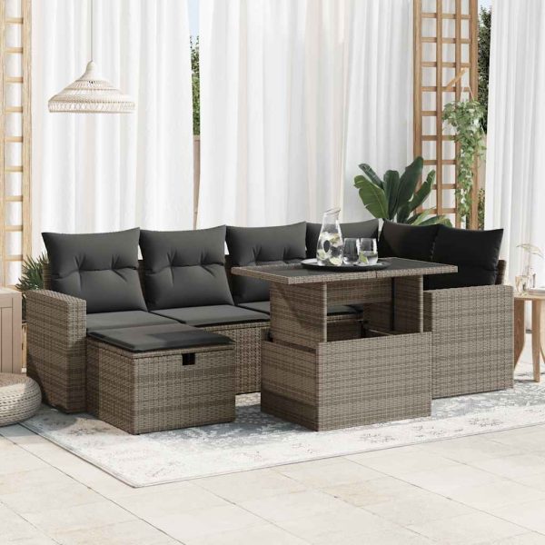 7-Delige Loungeset Met Kussens Poly Rattan - Afbeelding 15